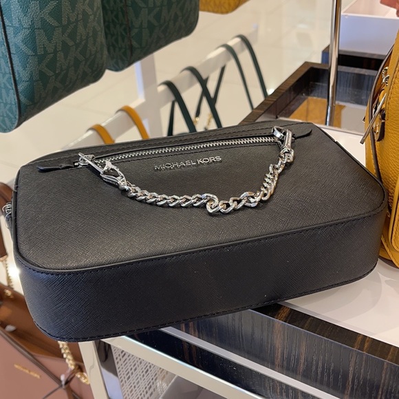 Michael Kors Jet Set Item Large East West Zip Chain Black Crossbody Bag - Picture 3 of 5
